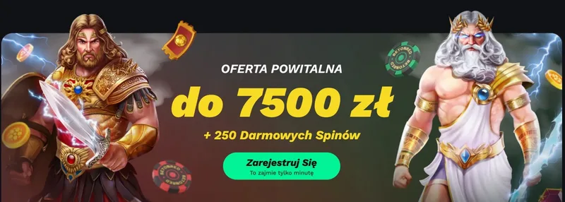 BetOnRed banner oferta powitalna do 7500 zł + 250 darmowych spinów