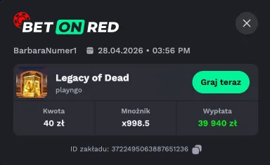 BetOnRed wygrana 39 940 zł w Legacy of Dead